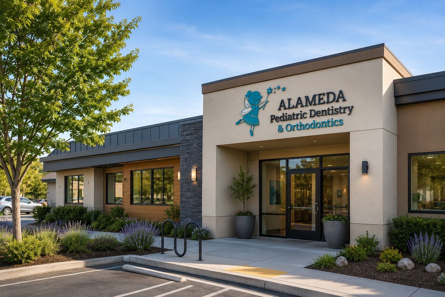 Exterior — modern Alameda Pediatric Dentistry building