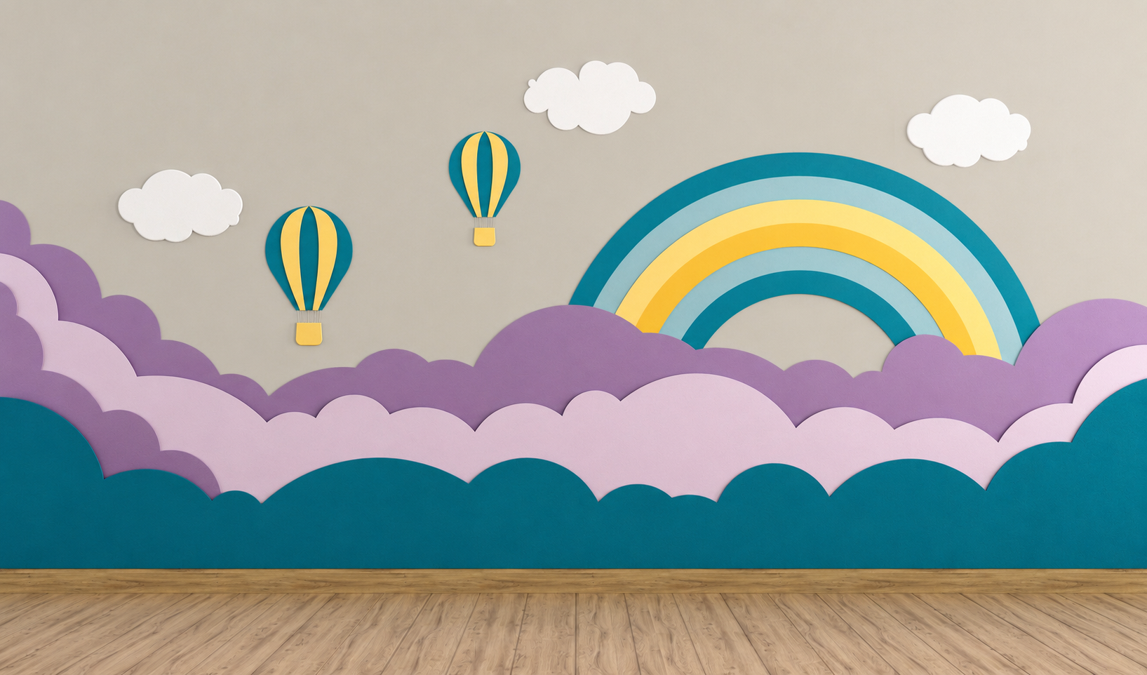 Bright, colorful pediatric dental office mural