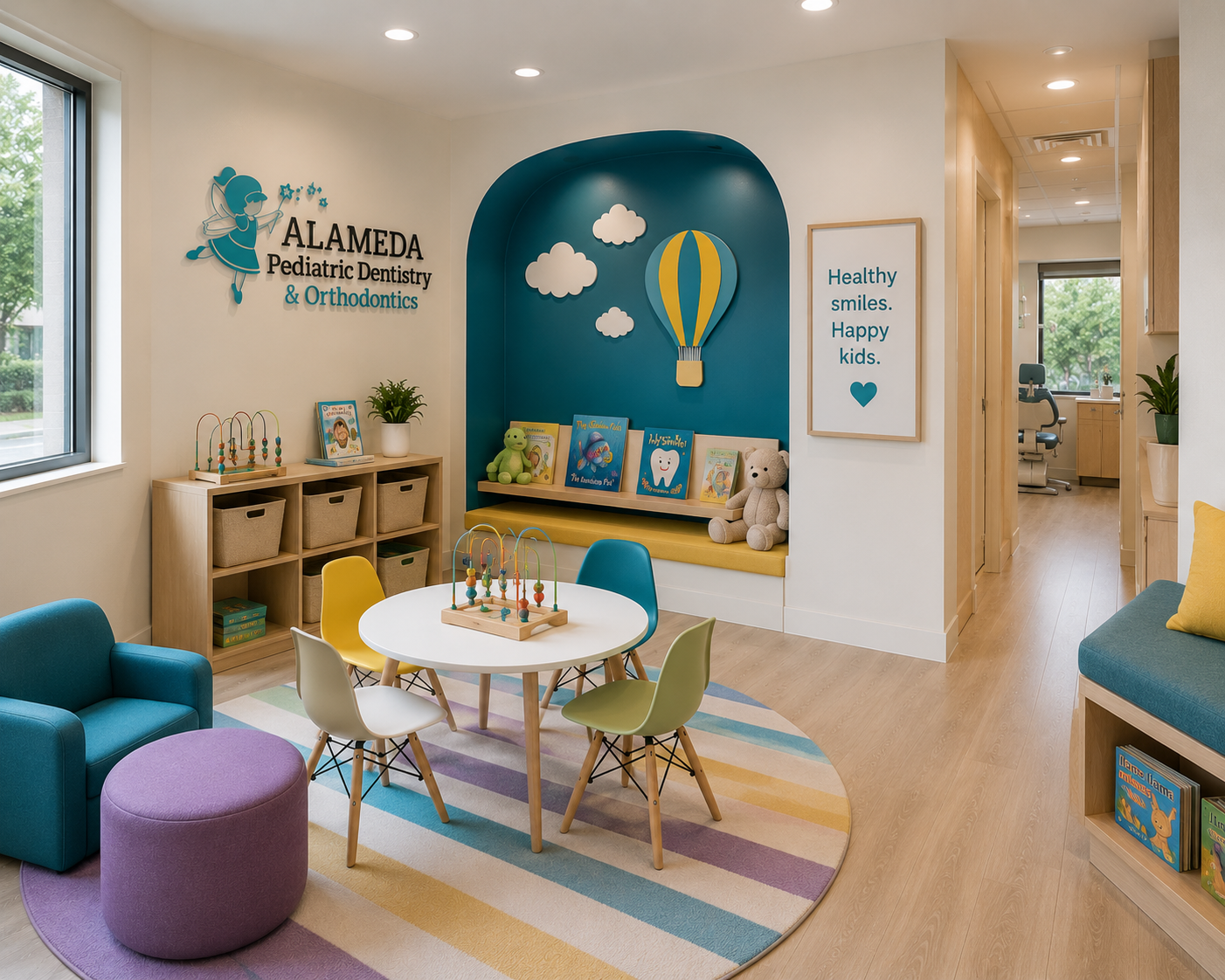 Kids play space — bright play area with books and toys